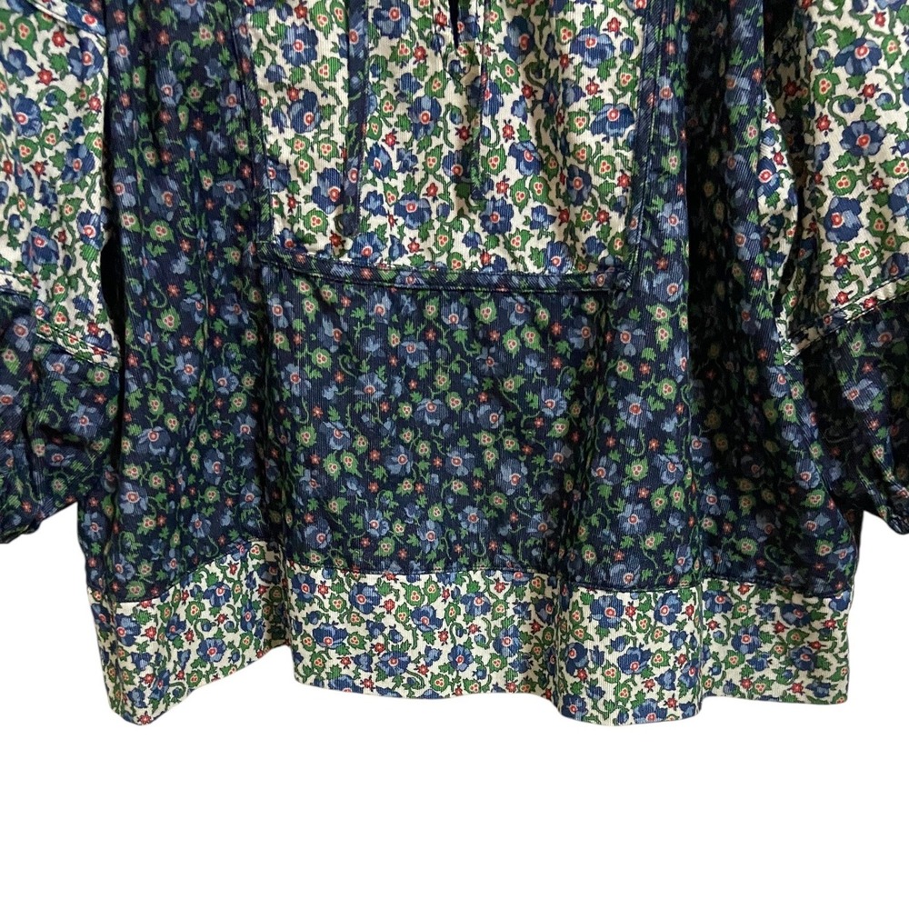 THE GREAT Maiden Floral Patchwork Corduroy Peasant Blouse Cottagecore Size 0/XS - Picture 8 of 13